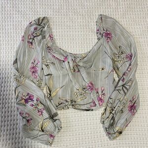 Floral tie blouse small